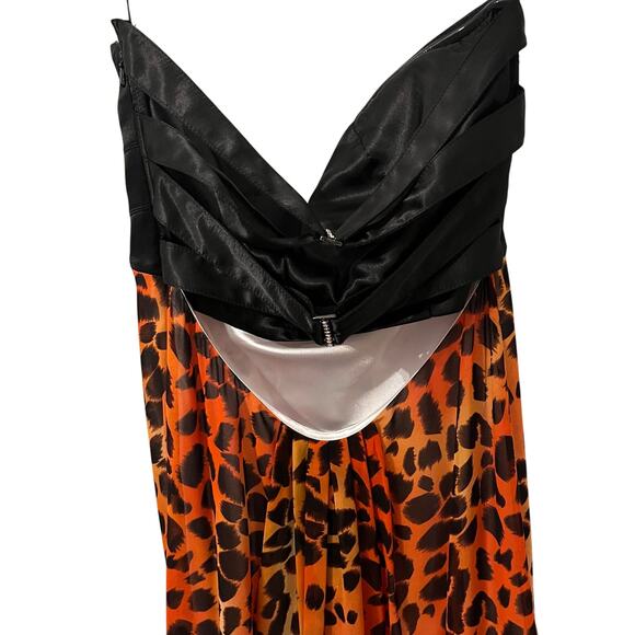 Cache Black, White, Orange Animal Print Strapless Maxi Dress 4 - Picture 7 of 10